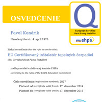 EÚ Certifikovaný inštalatér tepelných čerpadiel