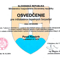 Osvedčenie pre inštalatérov tepelných čerpadiel